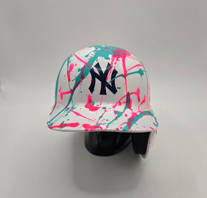 New York Yankees 1/1 Custom Paint Splatter White Mini Helmet